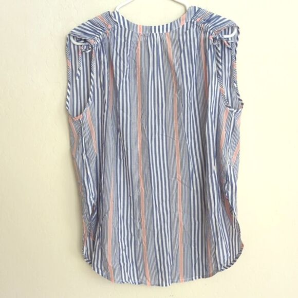 NWT Gap Body Blue White Vertical Striped Light Weight Tie Tank Top - Size S - Picture 3 of 8